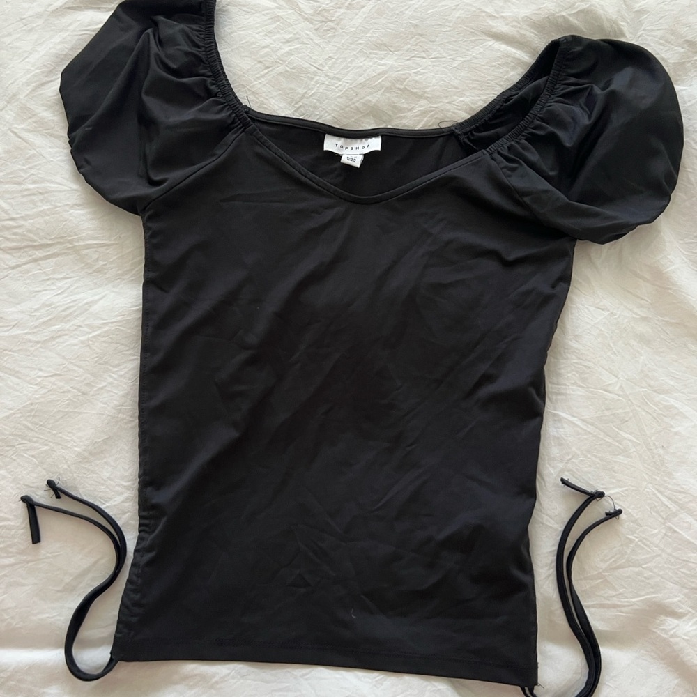 Topshop Black Puff Sleeve Bodysuit